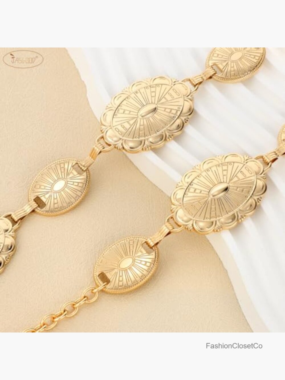 Western Concho Chain Belt Metal Boho Waist Link Country Concert Outfit - Picture 3 of 7